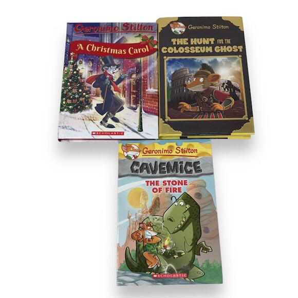 LOT 3 Geronimo Stilton Mix Children's Books A Christmas Carol CAVEMICE Colosseum - Picture 1 of 2